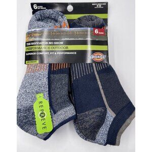 Dickies The Navigator No Show Performance Outdoor Mens Socks 6-pairs Size 6-12